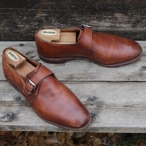 Allen Edmonds Brown Leather Monk Strap, Men's 9 D, Made in USA
